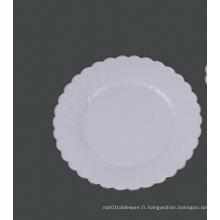 Round Hard Plastic Flower Wedding Party White Plate 6 "